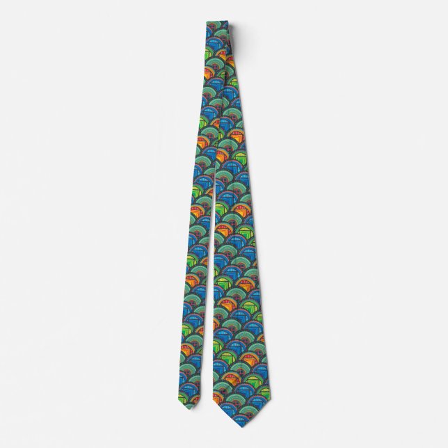 Vibrant African Textiles: Mixing Pattern Scales Neck Tie (Back)