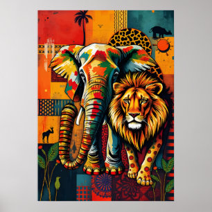 Vibrant African Wildlife Art Poster