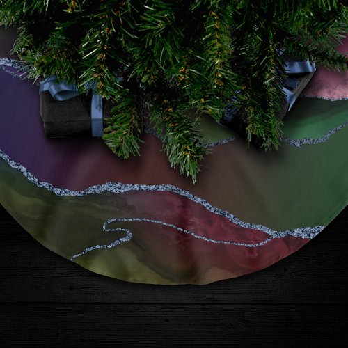 Vibrant Agate  Rich Pink and Green Jewel Tone Brushed Polyester Tree Skirt