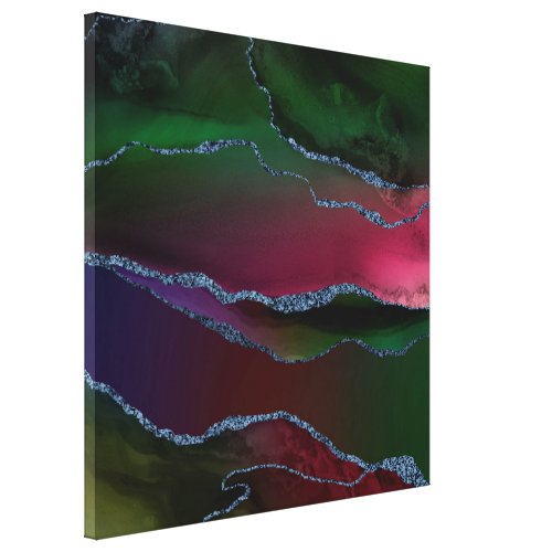 Vibrant Agate  Rich Pink and Green Jewel Tone Canvas Print