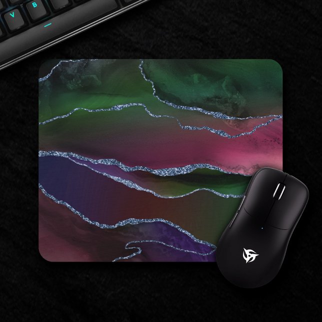Vibrant Agate | Rich Pink and Green Jewel Tone Mouse Pad (Creator Uploaded)