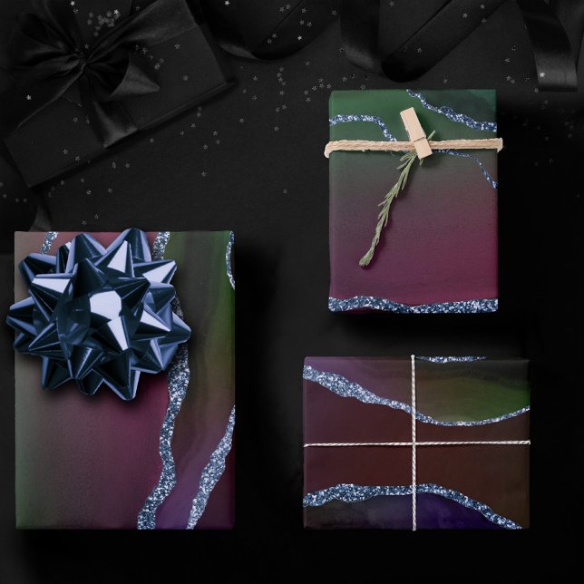 Vibrant Agate | Rich Pink and Green Jewel Tone Wrapping Paper Sheets (Creator Uploaded)