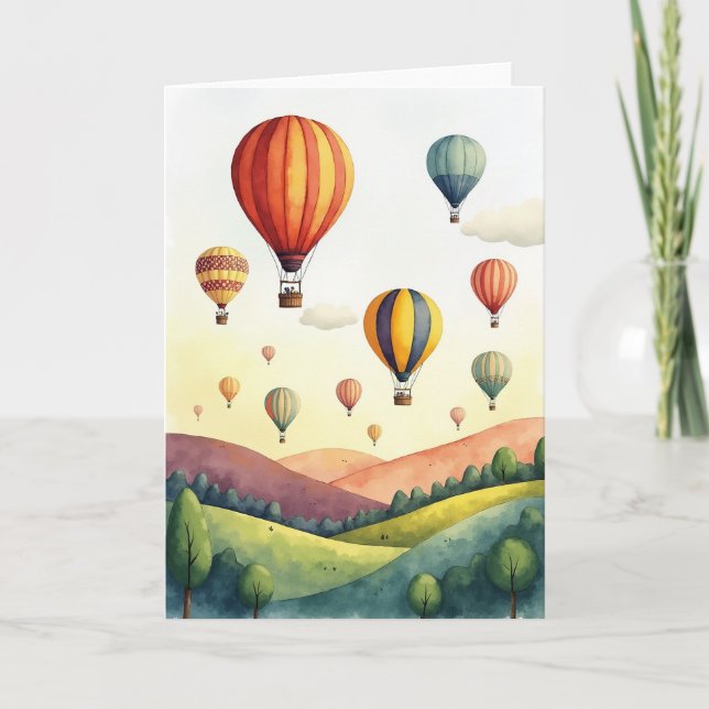 Vibrant Airship Birthday Card (Front)