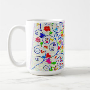Vibrant All-Over Mosaic Abstract Hearts & Swirls Coffee Mug