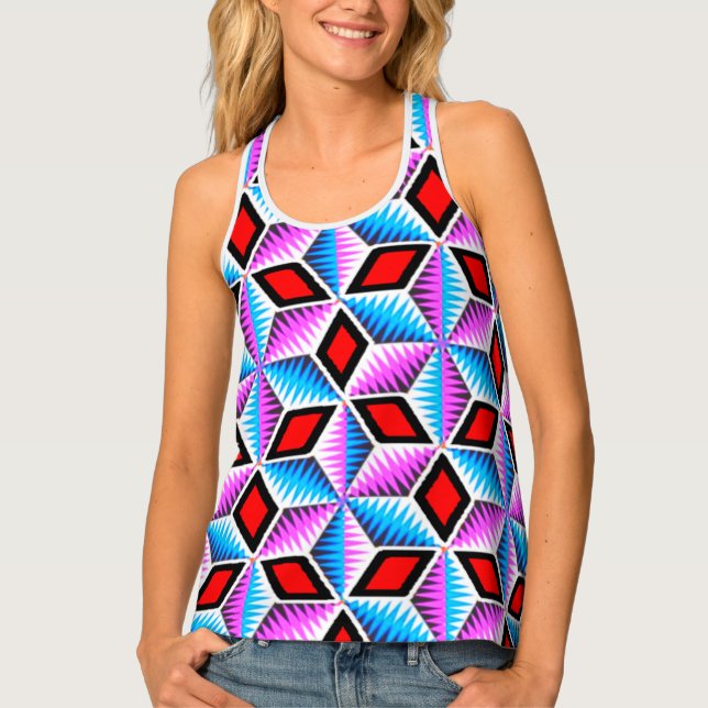 Vibrant All-Over Print Women's Racerback Tank – Bo (Front)