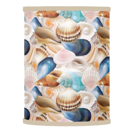 Vibrant All Over Seashells Patterned Lamp Shade (Left)