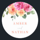 Vibrant All Seasons Watercolor Floral Wedding Classic Round Sticker<br><div class="desc">Vibrant All Seasons Watercolor Floral Wedding Classic Round Sticker

See matching collection in Niche and Nest Store</div>