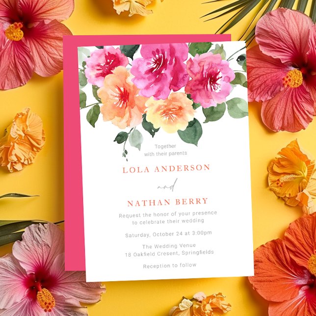Vibrant All Seasons Watercolor Floral Wedding  Invitation (Creator Uploaded)