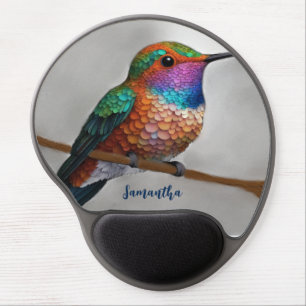 Vibrant Allen’s Hummingbird Painting Gel Mouse Pad