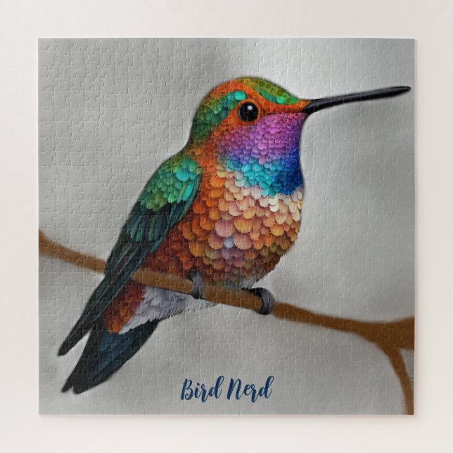 Vibrant Allen’s Hummingbird Painting Jigsaw Puzzle (Vertical)