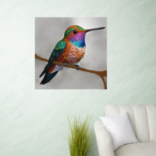 Vibrant Allen’s Hummingbird Painting Wall Decal
