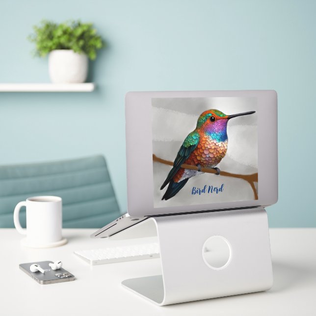 Vibrant Allen’s Hummingbird  Sticker (Laptop On Desk)