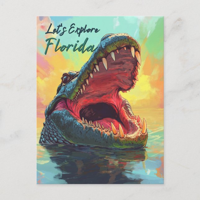 Vibrant Alligator Adventure in Florida Postcard (Front)