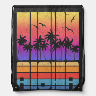 Vibrant Aloha Tropical Beach Seaside Vintage Drawstring Bag