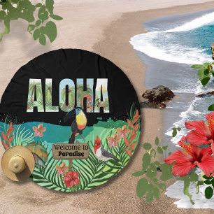 Vibrant Aloha Welcome to a Paradise Beach Towel
