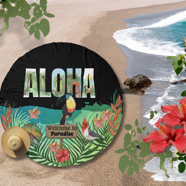 Vibrant Aloha Welcome to a Paradise Beach Towel (Vibrant Aloha Welcome to a Paradise Beach Towel)