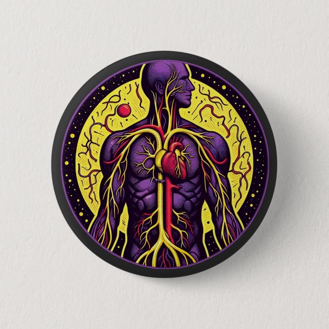 Vibrant Anatomical Heart Button (Front)