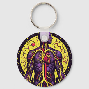 Vibrant Anatomical Heart Keychain