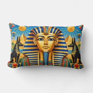 Vibrant Ancient Egyptian Pharaonic with Anubis Lumbar Pillow