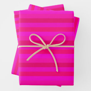 Vibrant and Bold Stripes in Hot Pink and Red Hues  Wrapping Paper Sheets