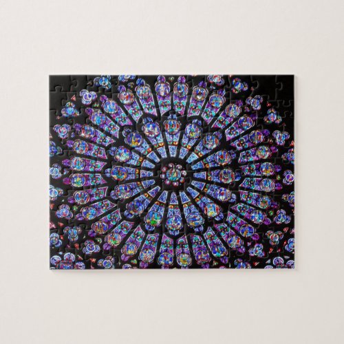 Vibrant and Colorful Notre Dame Stained Glass Jigsaw Puzzle