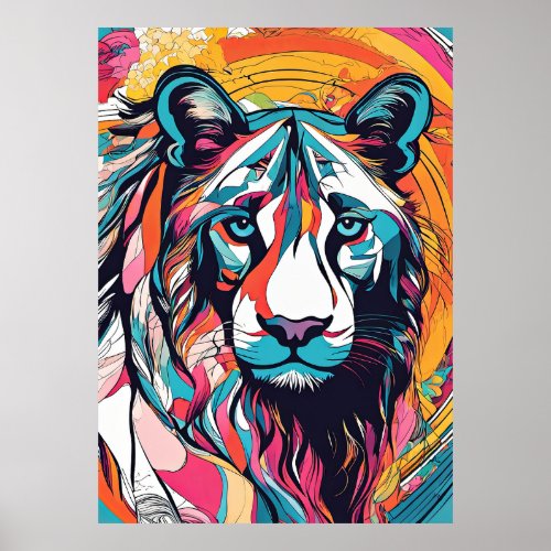 Vibrant and colorful pop art Tiger Poster