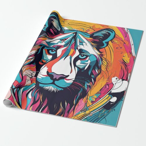 Vibrant and colorful pop art Tiger Wrapping Paper