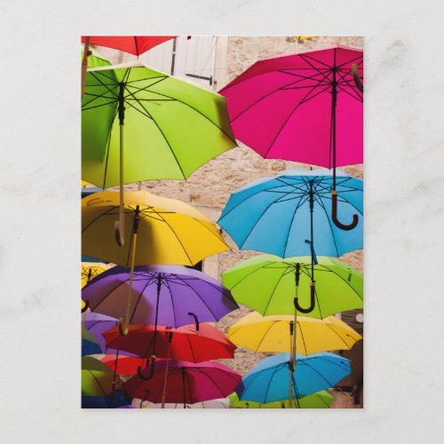 Vibrant and Colorful Umbrellas Postcard
