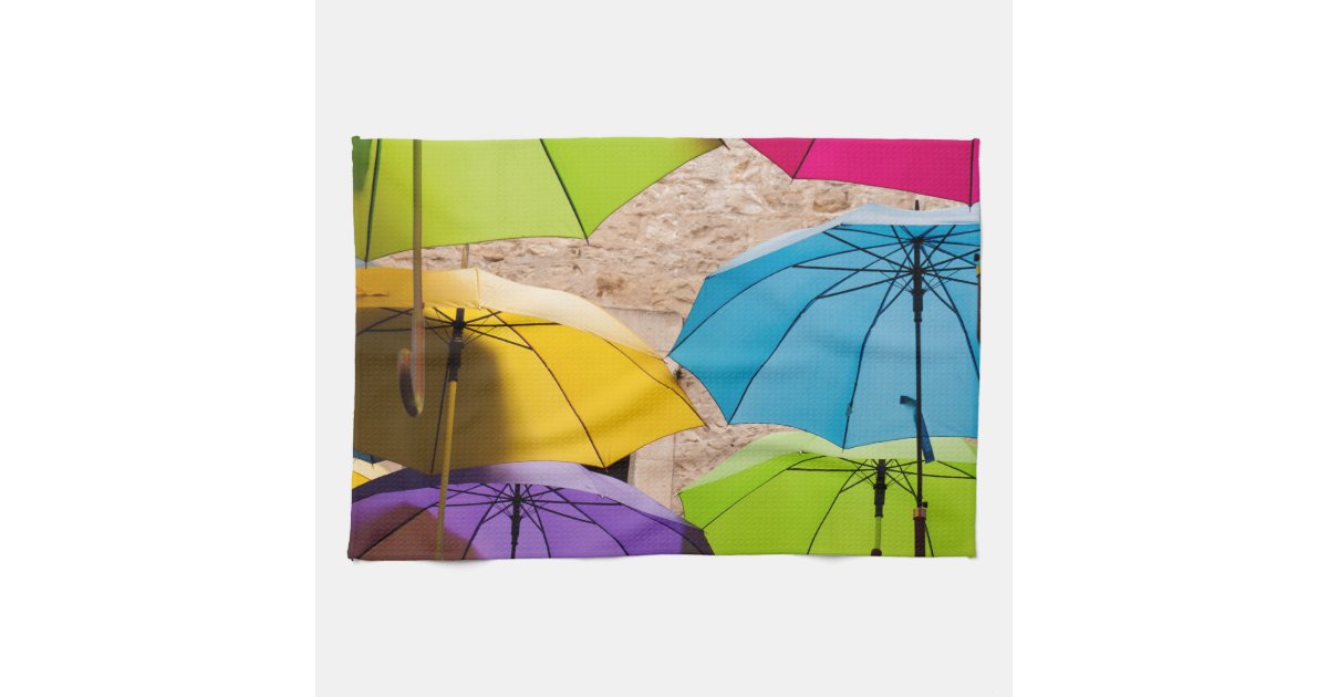 Vibrant and Colorful Umbrellas Towel
