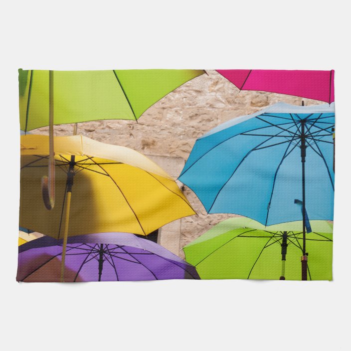 Vibrant and Colorful Umbrellas Towel