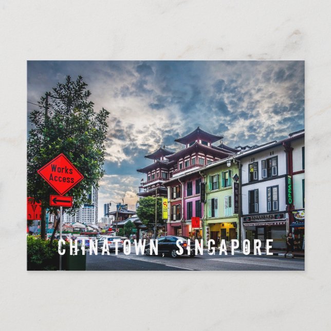 Vibrant and Colourful Singapore Chinatown Postcard (Front)