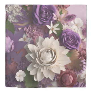 Vibrant and Contemporary Floral Art Design Duvet Cover