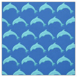 Vibrant and Cute Dolphin Pattern on Blue Fabric