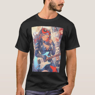 Vibrant And Dynamic Anime Comic And Punk Rock Art T-Shirt