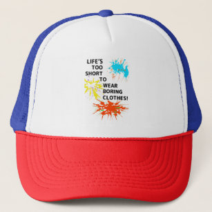 Vibrant and humorous graffiti trucker hat