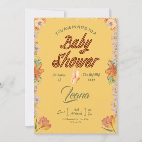  vibrant and joyful Colorful Flower Baby Shower  Invitation