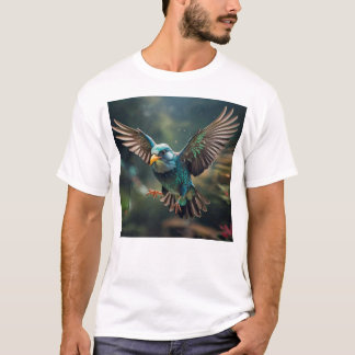 Vibrant Animated Bird Tattoo Design T-Shirt