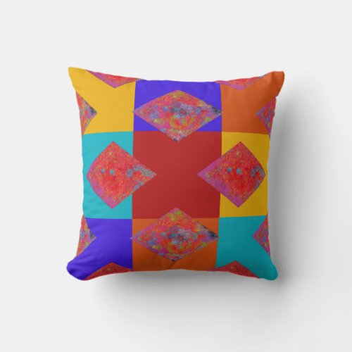 Vibrant Ankara Inspired Pattern  African Style Throw Pillow