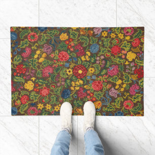 Vibrant Antique Botanical Garden Pattern Doormat