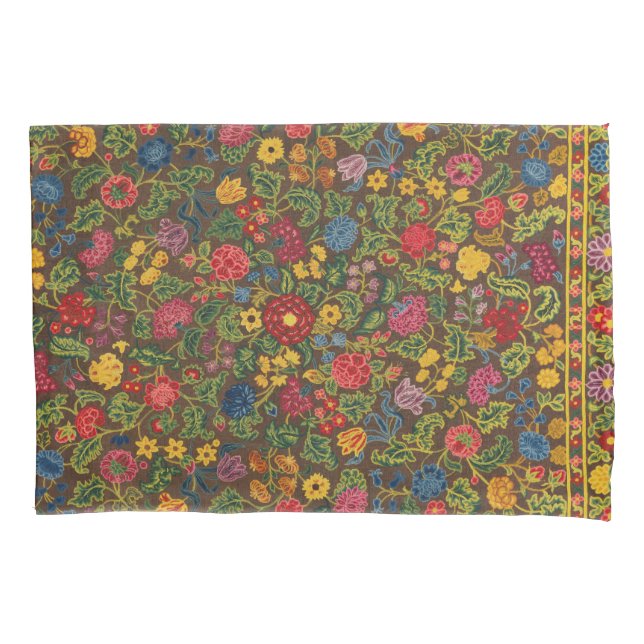Vibrant Antique Botanical Garden Pattern Pillow Case (Front)
