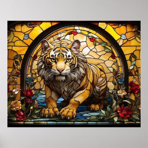  Vibrant AP68 54 TIGER Stained Glass Fantasy Poster