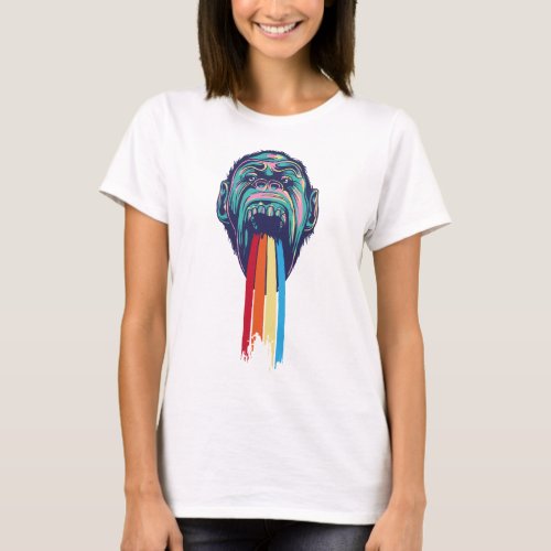 Vibrant Ape Colorful Gorilla T_Shirt Art