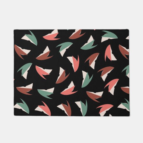 Vibrant Apple Slice Fruit Pattern Black Doormat