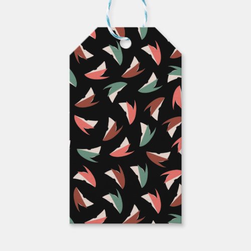 Vibrant Apple Slice Fruit Pattern Black Gift Tags