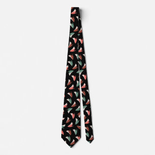 Vibrant Apple Slice Fruit Pattern Black Neck Tie
