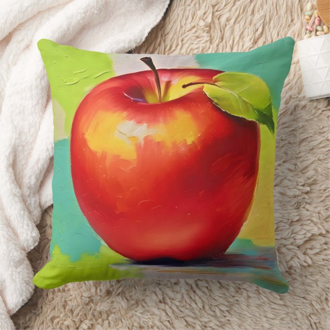 Vibrant Apple Still Life Throw Pillow (Blanket)
