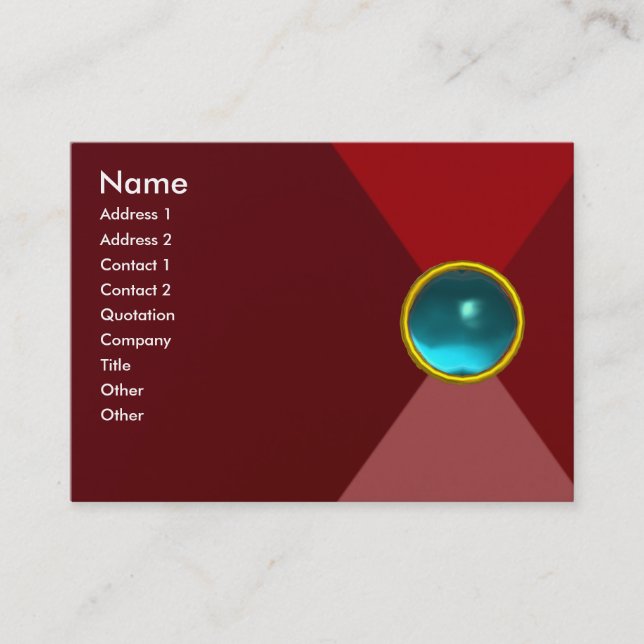 VIBRANT AQUA BLUE GEMSTONE Abstract Geometric Business Card (Front)