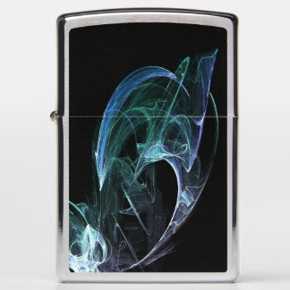 Vibrant Aqua Blue Green Smoke Art Black Tie Zippo Lighter