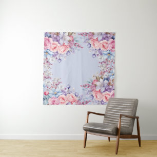 Vibrant Aqua & Pink Floral Photo Backdrop