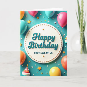 Vibrant Aquamarine Birthday Card